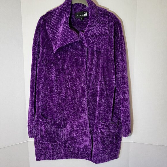 Antthony Sweaters - Antthony Women's Timeless Textures Chenille Cardigan Size PXL Purple